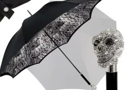 Il Marchesato Amazin Lux Silver Swarovski Skull Umbrella - Double Cloth Best