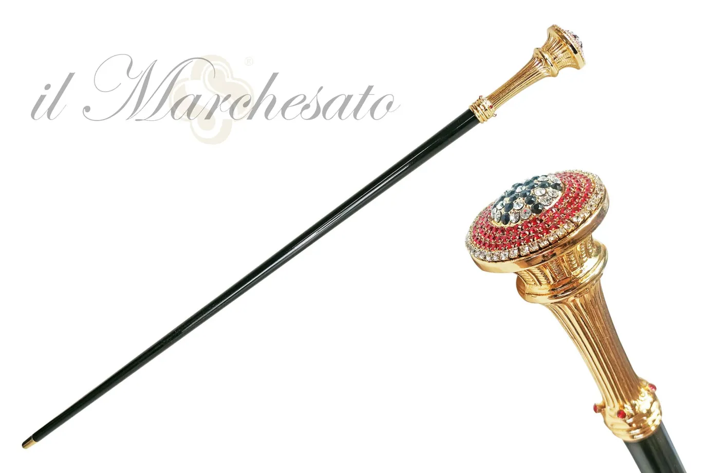 Il Marchesato Amazing Walking stick with Red-White-Black crystals Discount