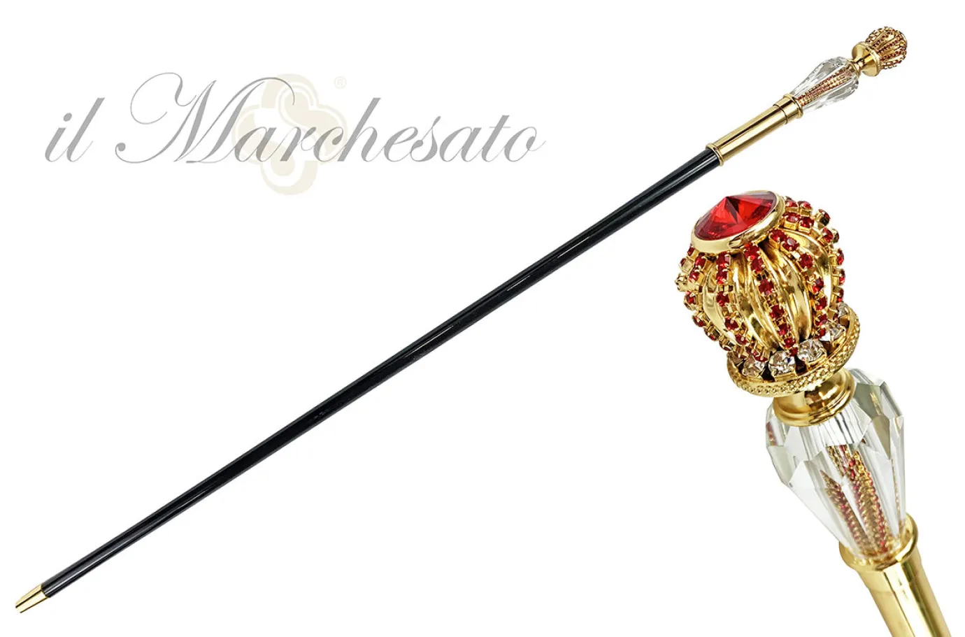 Il Marchesato Amazing Walking stick with Red crystals Outlet