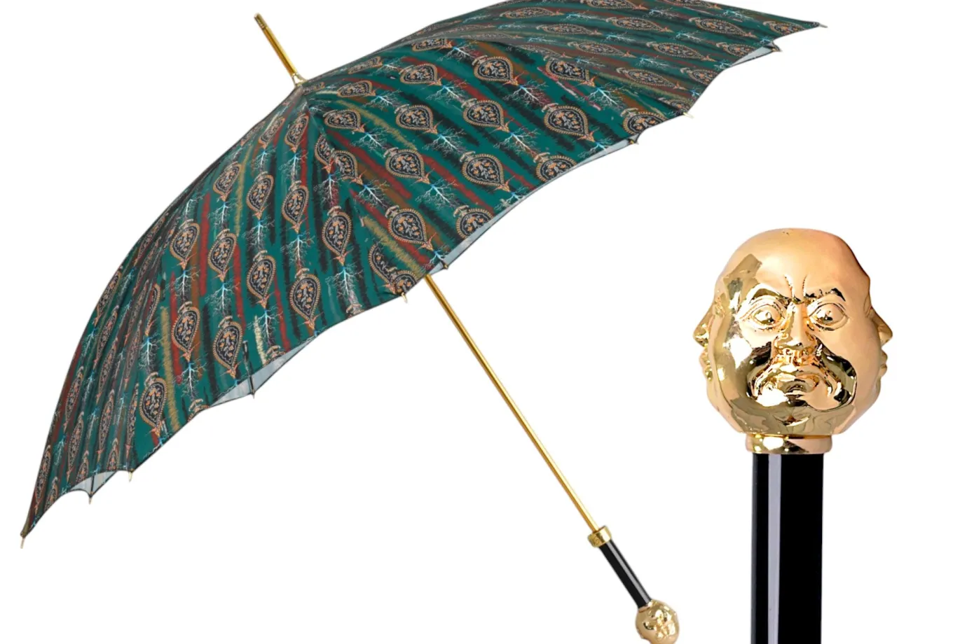 Il Marchesato Artistic Paisley Umbrella with Luxurious "The Four Noble Truths" Handl Hot