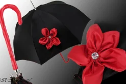 Il Marchesato Awesome Black Ladies Umbrella - Red Flower Outlet