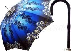 Il Marchesato Awesome Blue Flowered Umbrella Ladies Fashion Umbrellas Handmade in Italy New