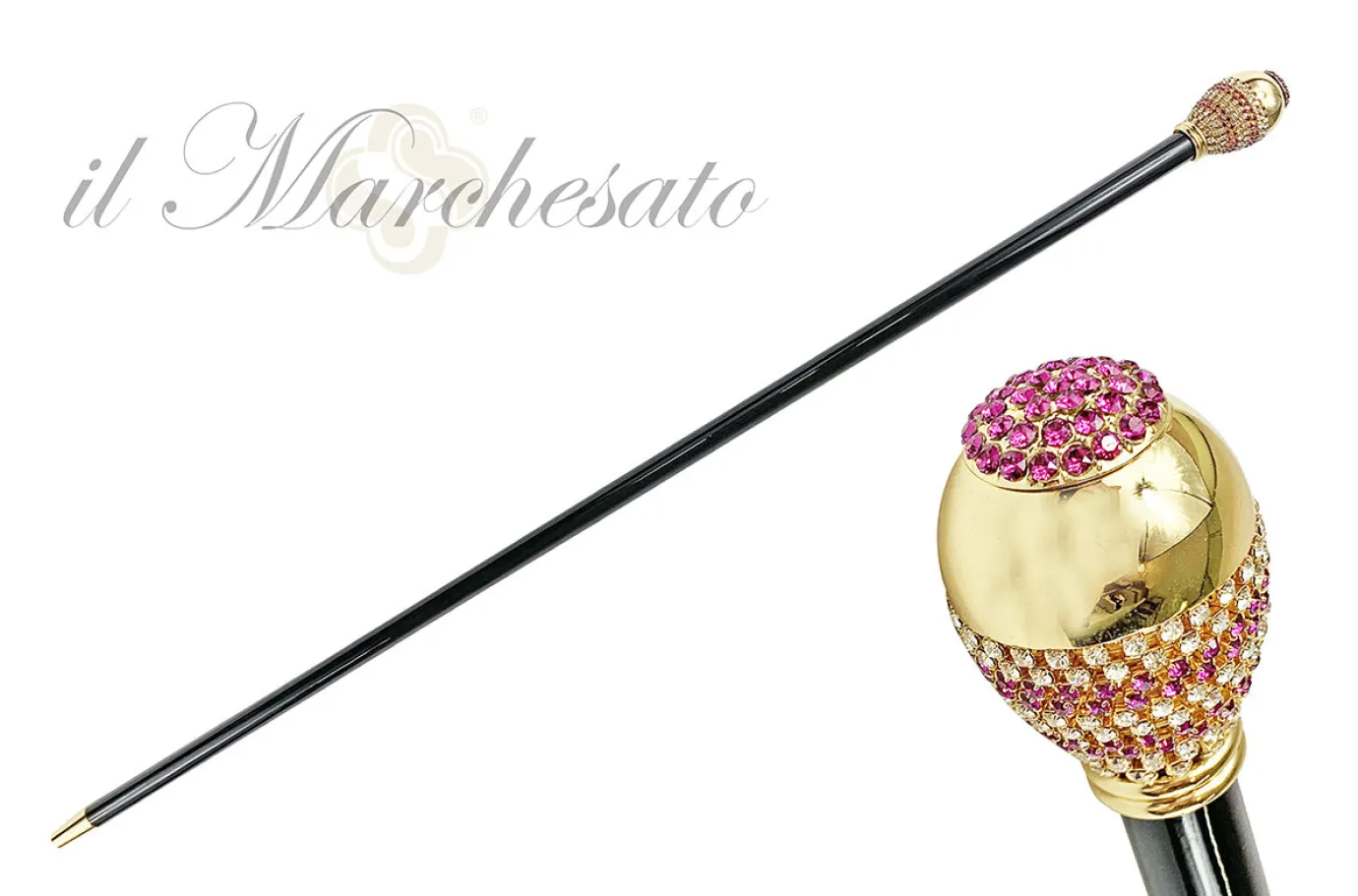 Il Marchesato Awesome walking cane with Fucsia crystals Outlet