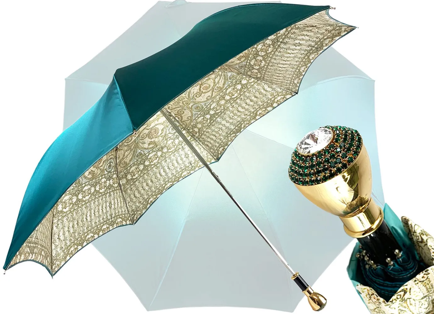 Il Marchesato Baroque and turquoise umbrella with Mylord handle Clearance