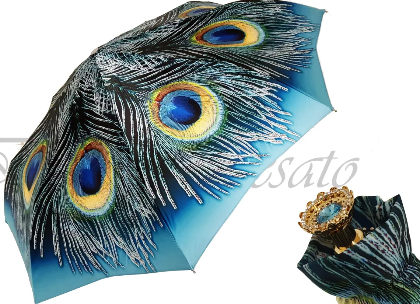 Il Marchesato Beautiful Compact Umbrella With Printed Peacock Design Online