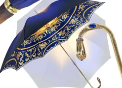 Il Marchesato Beautiful Double Canopy Umbrella in a Luxurious blue Satin Sale