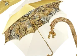 Il Marchesato Beautiful Double Canopy Umbrella in a Luxurious Golden Satin Clearance