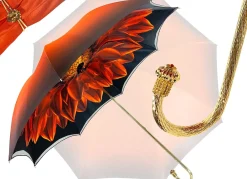 Il Marchesato Beautiful Double Canopy Umbrella in a Luxurious Orange Satin New