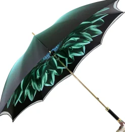 Il Marchesato Beautiful Double Canopy Umbrella in a Luxurious Green Satin Clearance