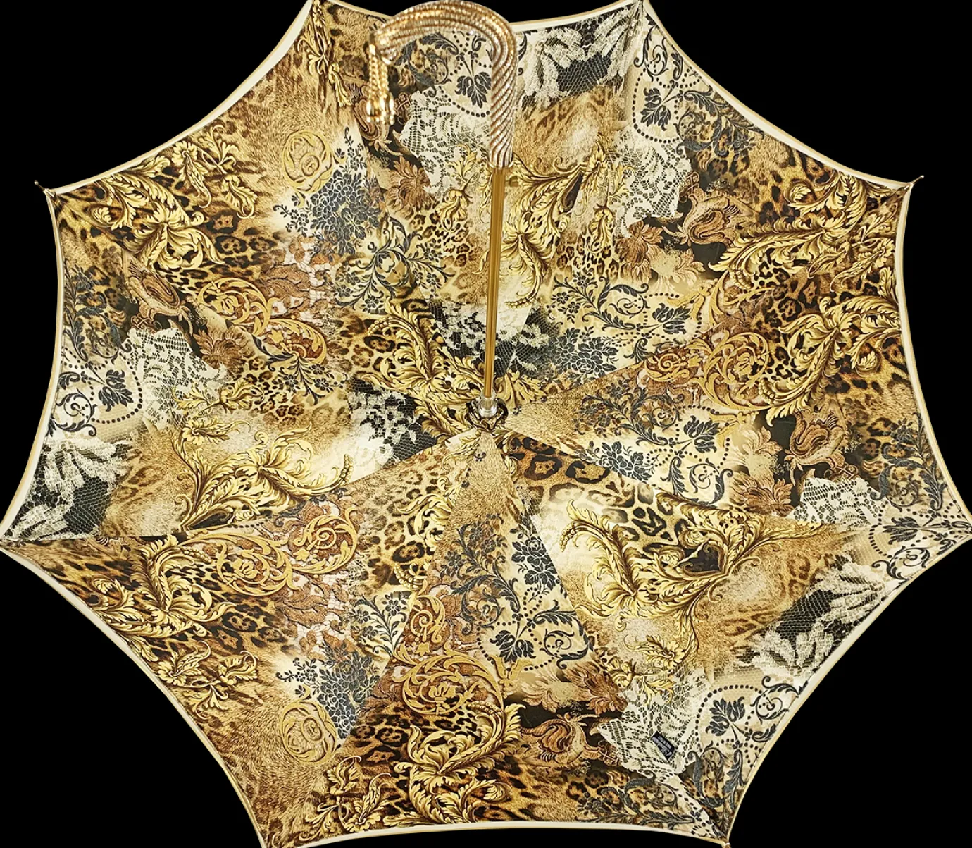 Il Marchesato Beautiful Double Canopy Umbrella in a Luxurious Golden Satin Clearance