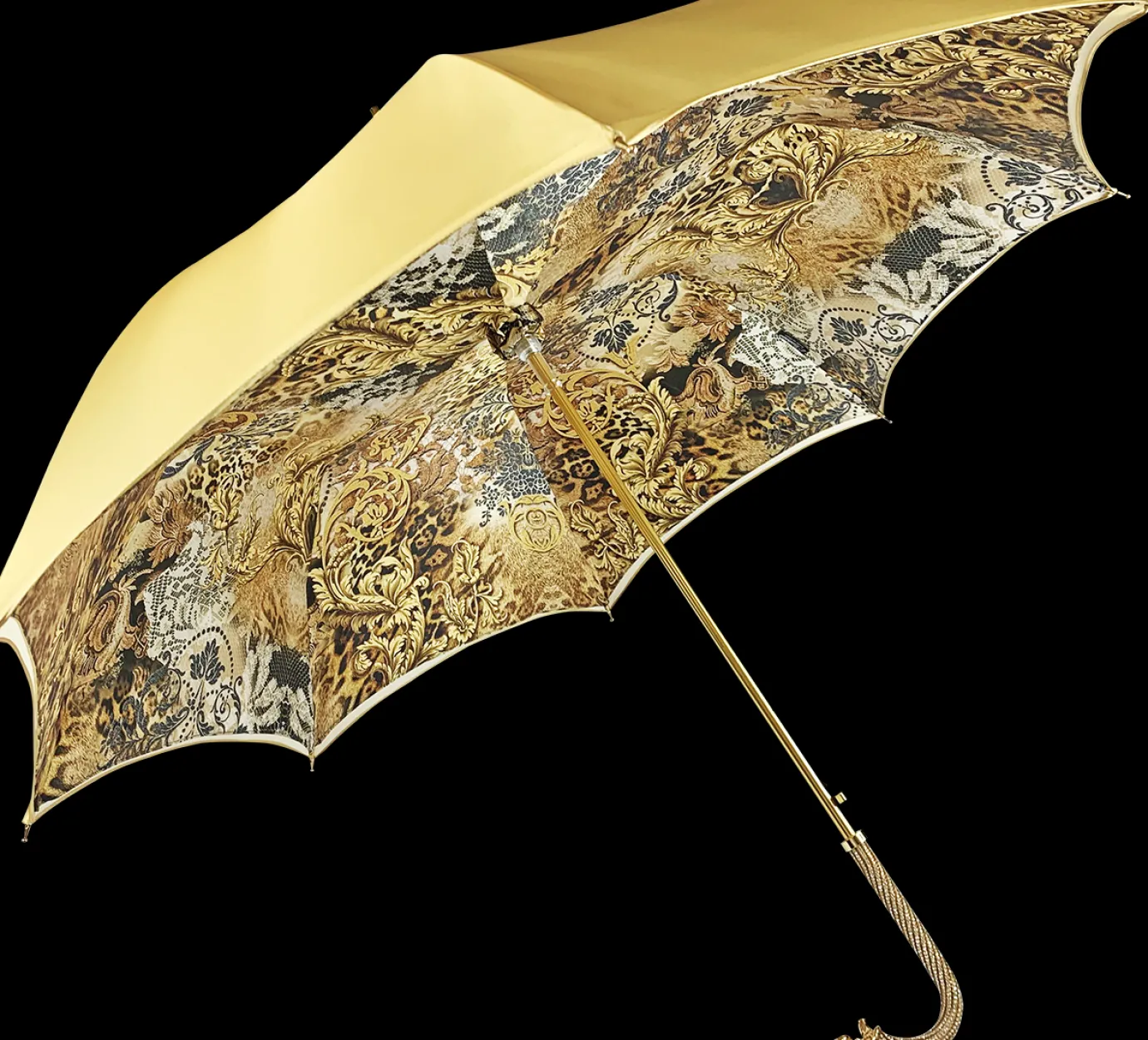 Il Marchesato Beautiful Double Canopy Umbrella in a Luxurious Golden Satin Clearance
