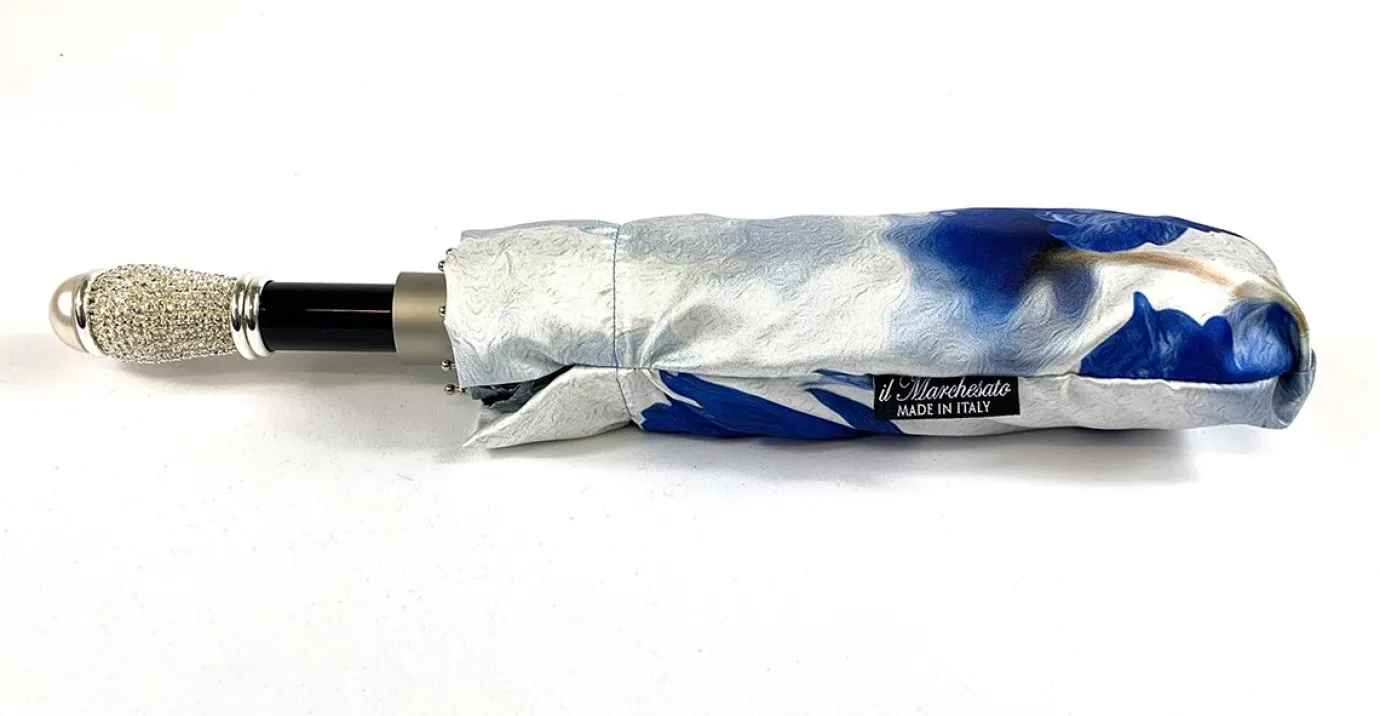 Il Marchesato Beautiful Folding Umbrella With Blue Poppies Discount