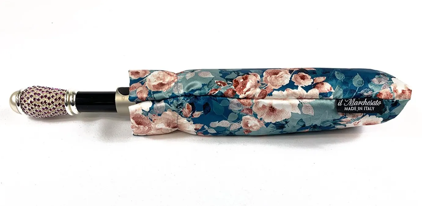 Il Marchesato Beautiful Folding Umbrella With Floral Print New