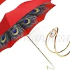 Il Marchesato Beautiful Red Women's Umbrella with Printed Peacock Design Hight Quality Luxury Umbrella Sale