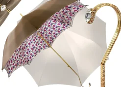 Il Marchesato Beautiful Red Women's Umbrella with Printed Peacock Design Hight Quality Luxury Umbrella Fashion
