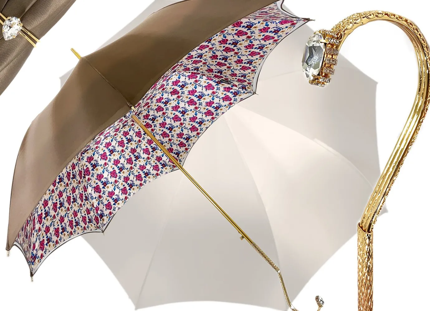 Il Marchesato Beautiful Red Women's Umbrella with Printed Peacock Design Hight Quality Luxury Umbrella Fashion