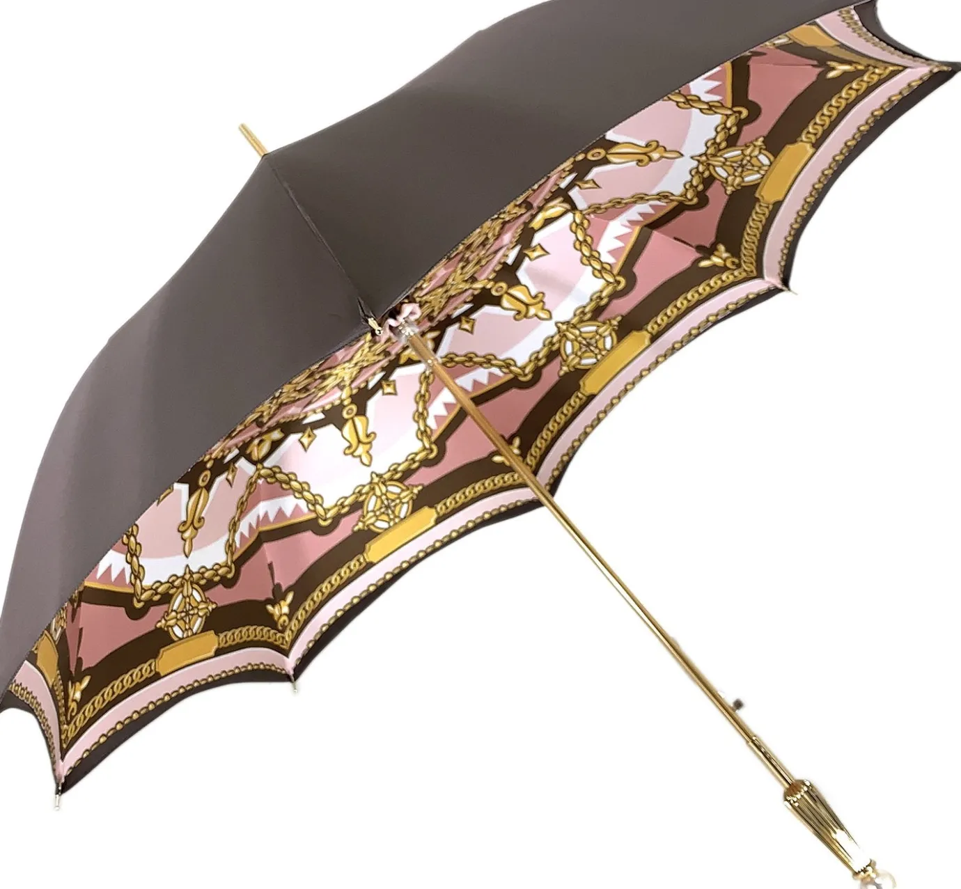 Il Marchesato Beautiful Red Women's Umbrella with Printed Peacock Design Hight Quality Luxury Umbrella Outlet