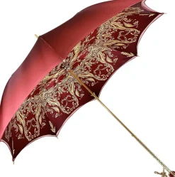 Il Marchesato Beautiful Red Women's Umbrella with Printed Peacock Design Hight Quality Luxury Umbrella Discount