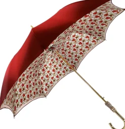 Il Marchesato Beautiful Red Women's Umbrella with Printed Peacock Design Hight Quality Luxury Umbrella Outlet