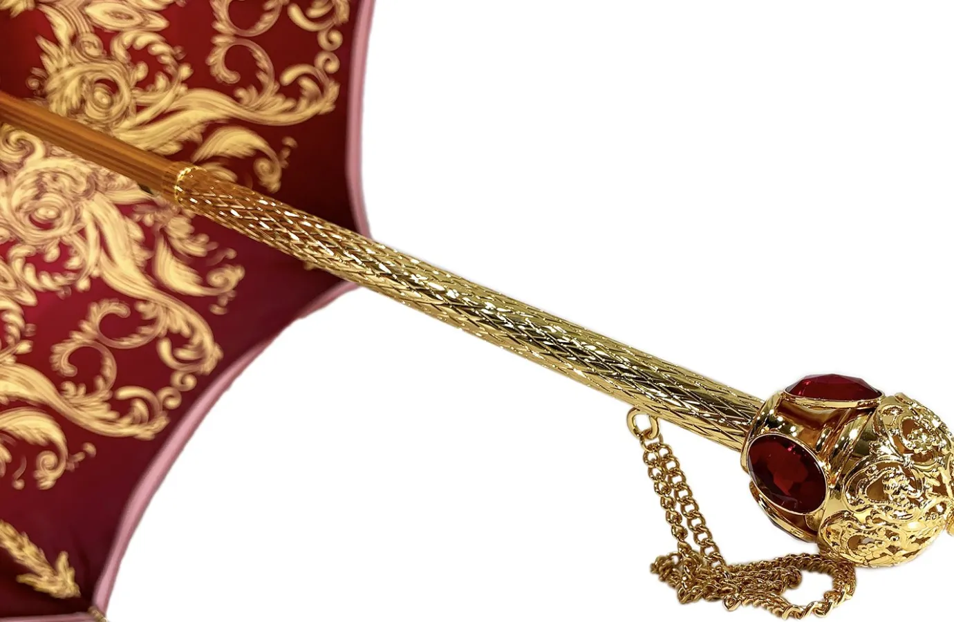 Il Marchesato Beautiful Red Women's Umbrella with Printed Peacock Design Hight Quality Luxury Umbrella Discount