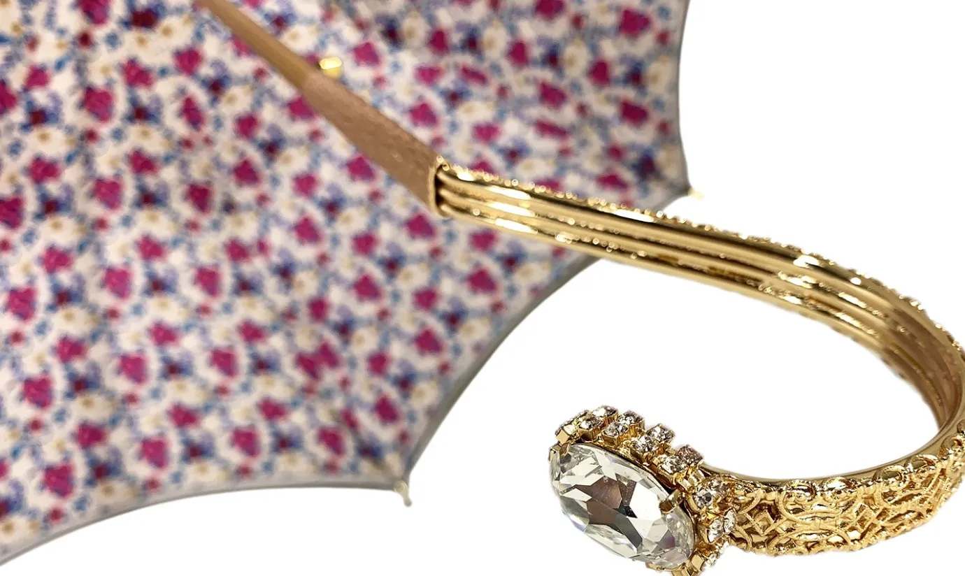 Il Marchesato Beautiful Red Women's Umbrella with Printed Peacock Design Hight Quality Luxury Umbrella Fashion