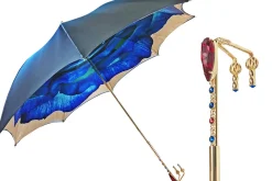 Il Marchesato Beautiful umbrella with gold-plated handle and big red crystal Hot