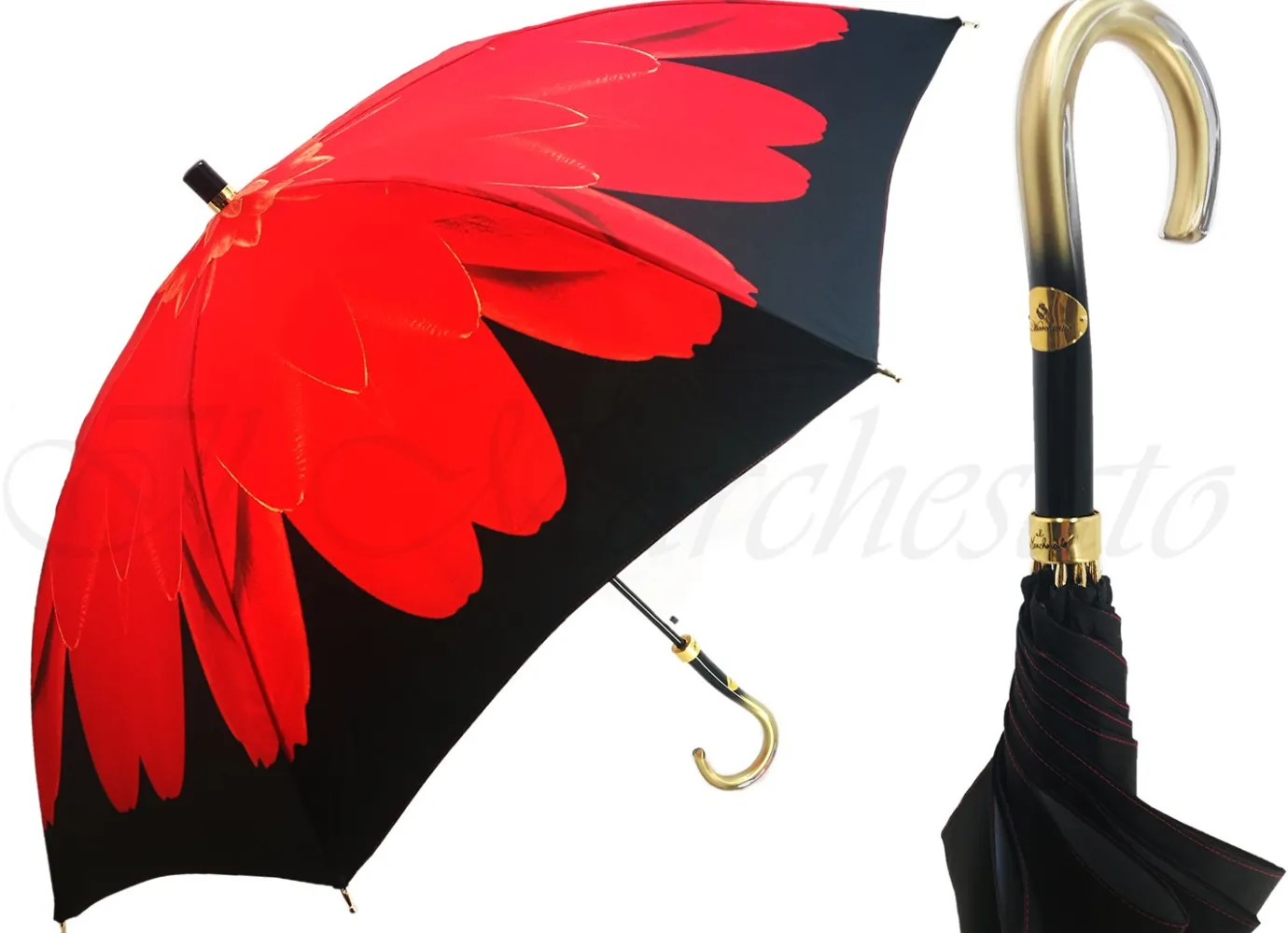 Il Marchesato Beautiful Umbrella With Red Printed Flower Fashionable Dahlia Umbrellas Women's Designer Umbrellas Sale