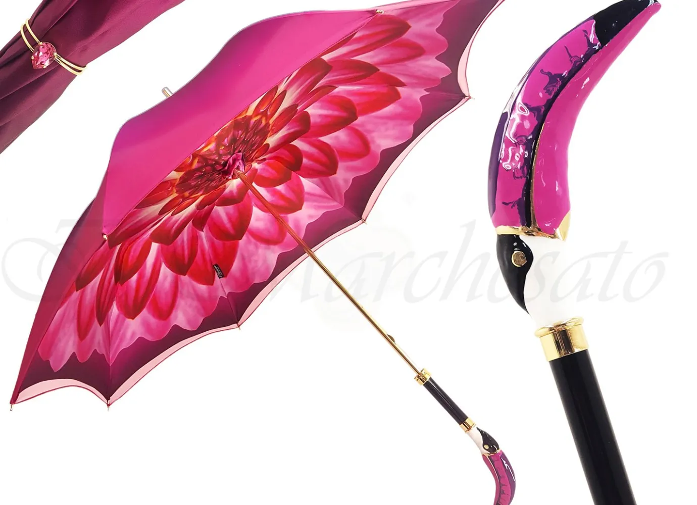 Il Marchesato Beautifull Double Canopy Toucan Umbrella in a Luxurious Gradient Fuchsia Fashionable Umbrella Fashion