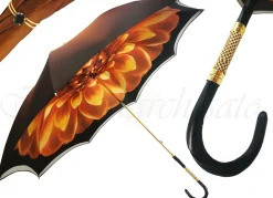 Il Marchesato Beautifull Double Canopy Umbrella in a Luxurious Brown Colored Satin Fashion Umbrella Clearance