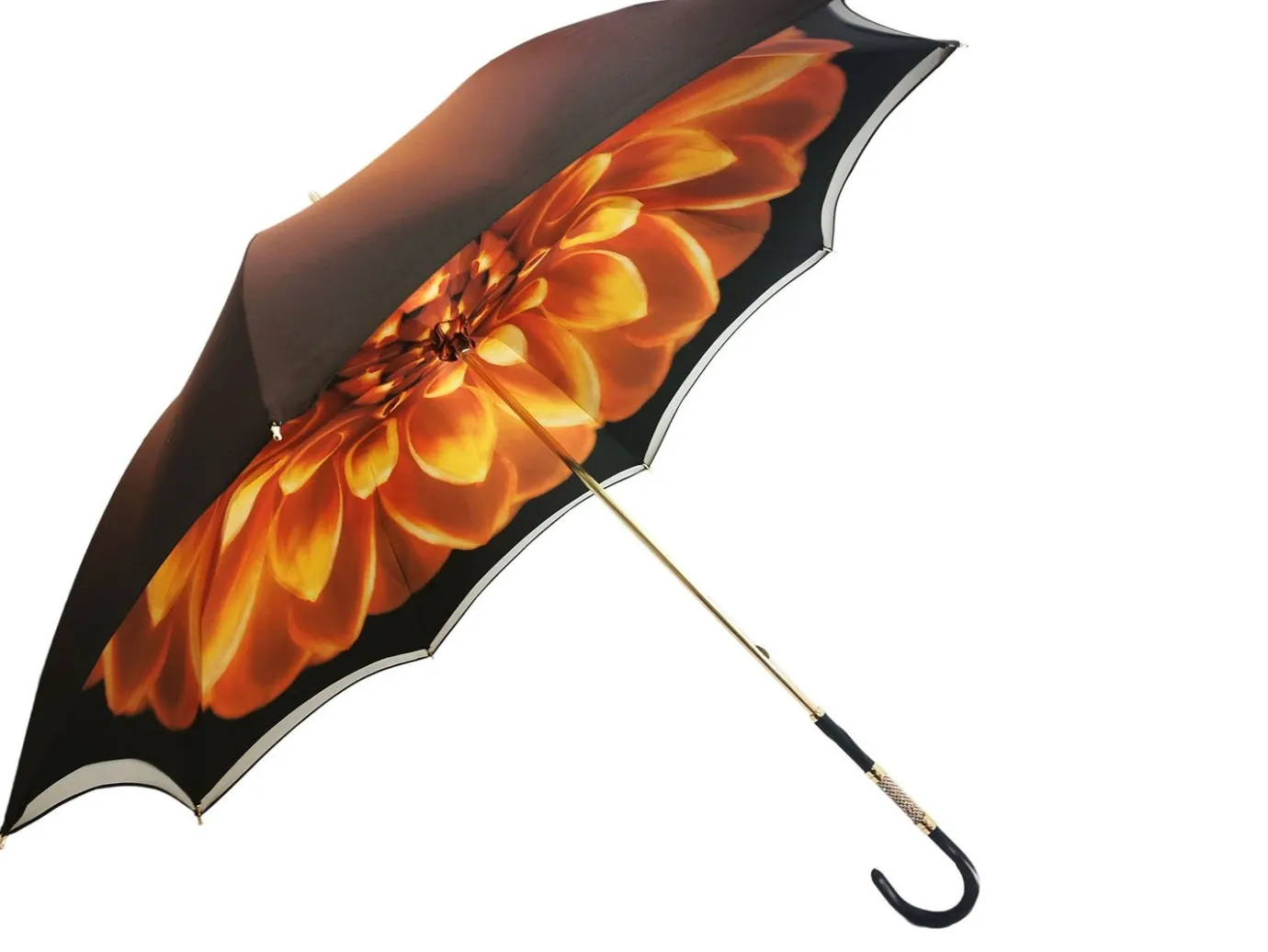 Il Marchesato Beautifull Double Canopy Umbrella in a Luxurious Brown Colored Satin Fashion Umbrella Clearance