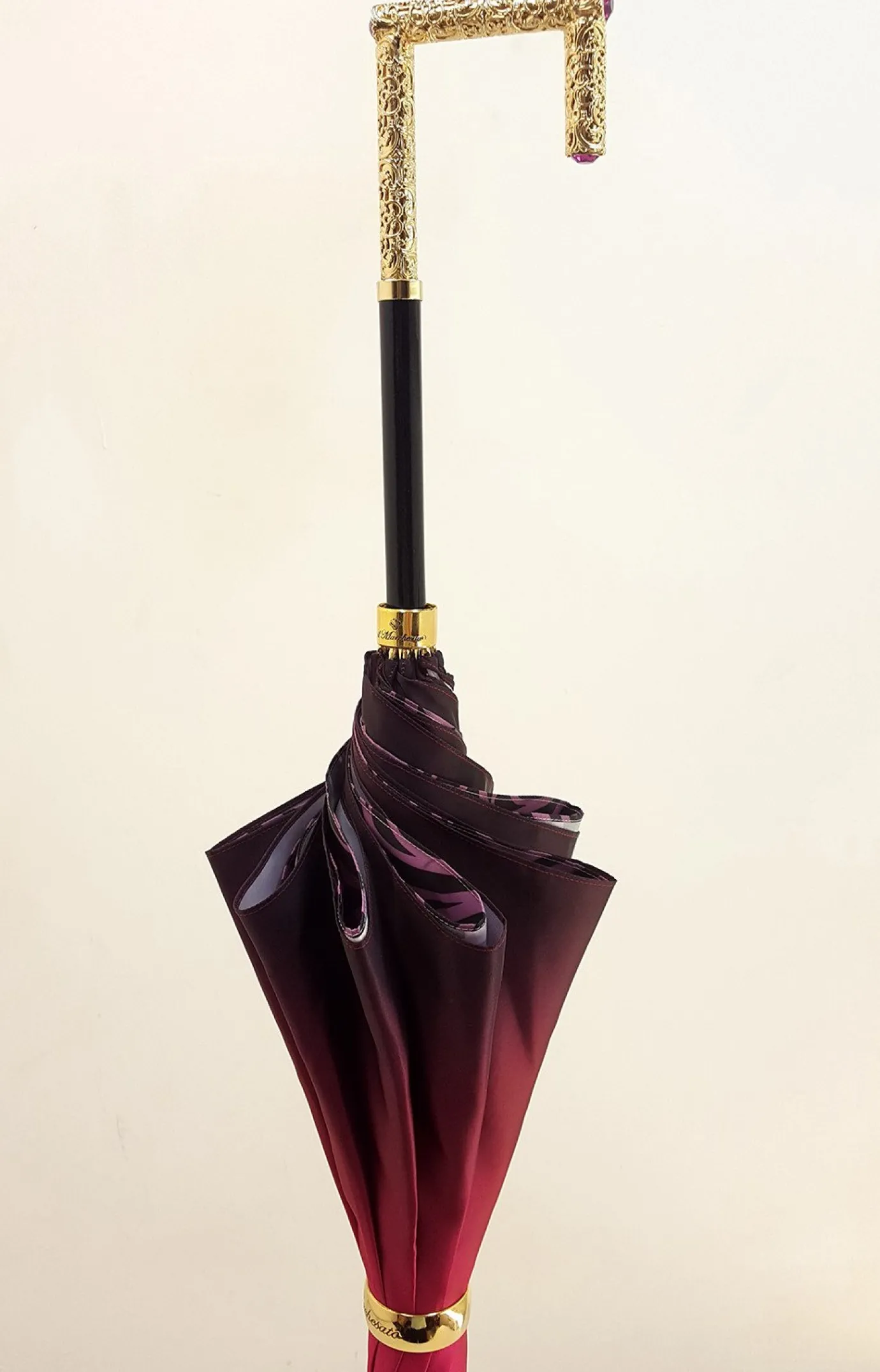 Il Marchesato Beautifull Double Canopy Umbrella Finished in a Luxurious Colored Sati Online