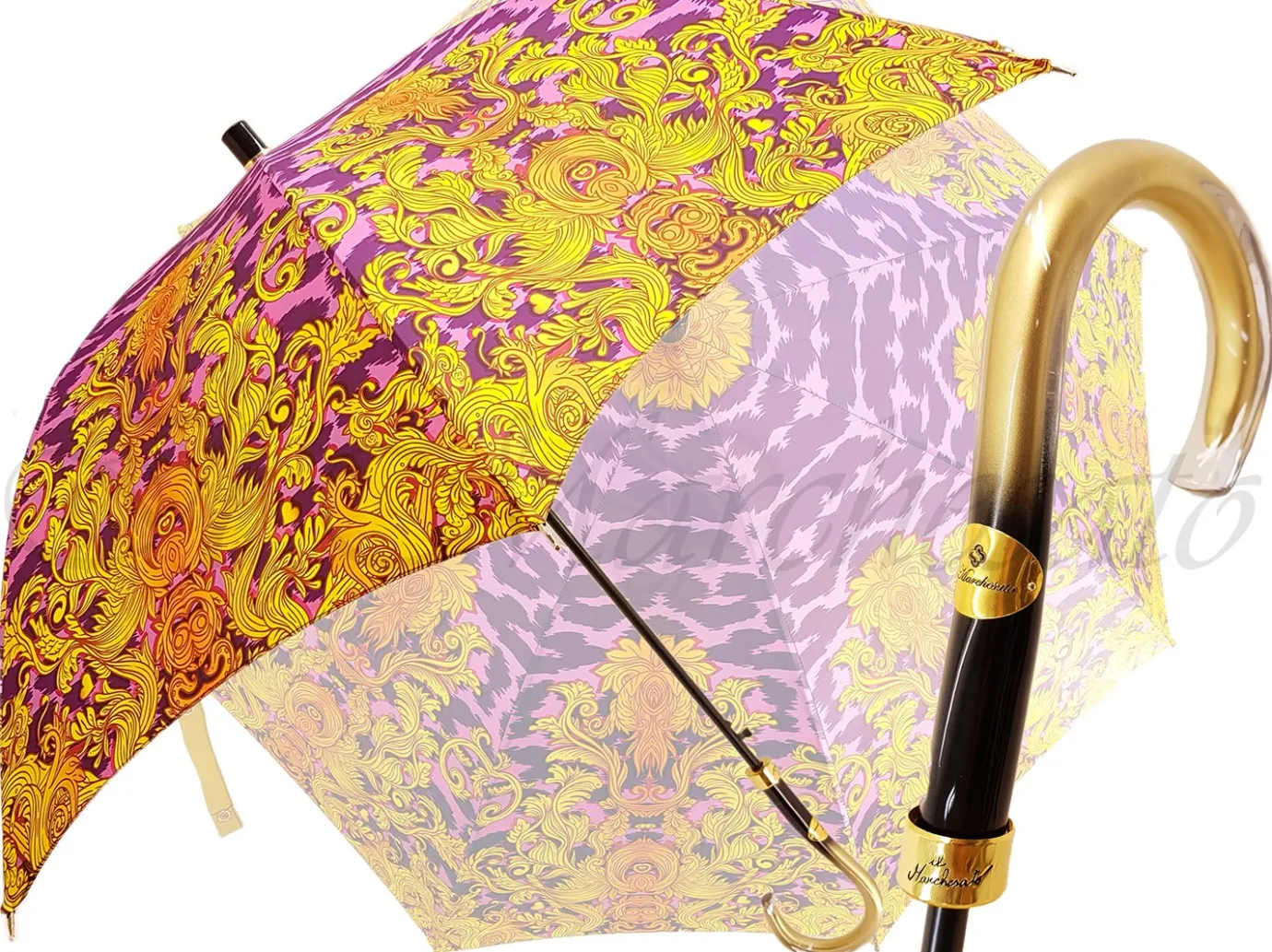 Il Marchesato Beautifull Umbrella Features a Lilac & Gold Abstract Leopard Design Hot