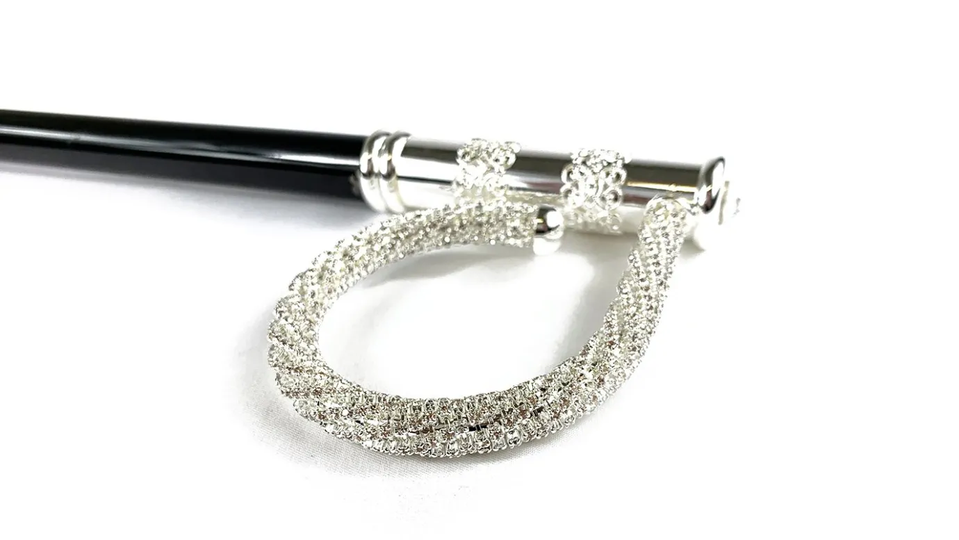 Il Marchesato Beauty Walking stick with crystals - Silver-plated 925 Sale