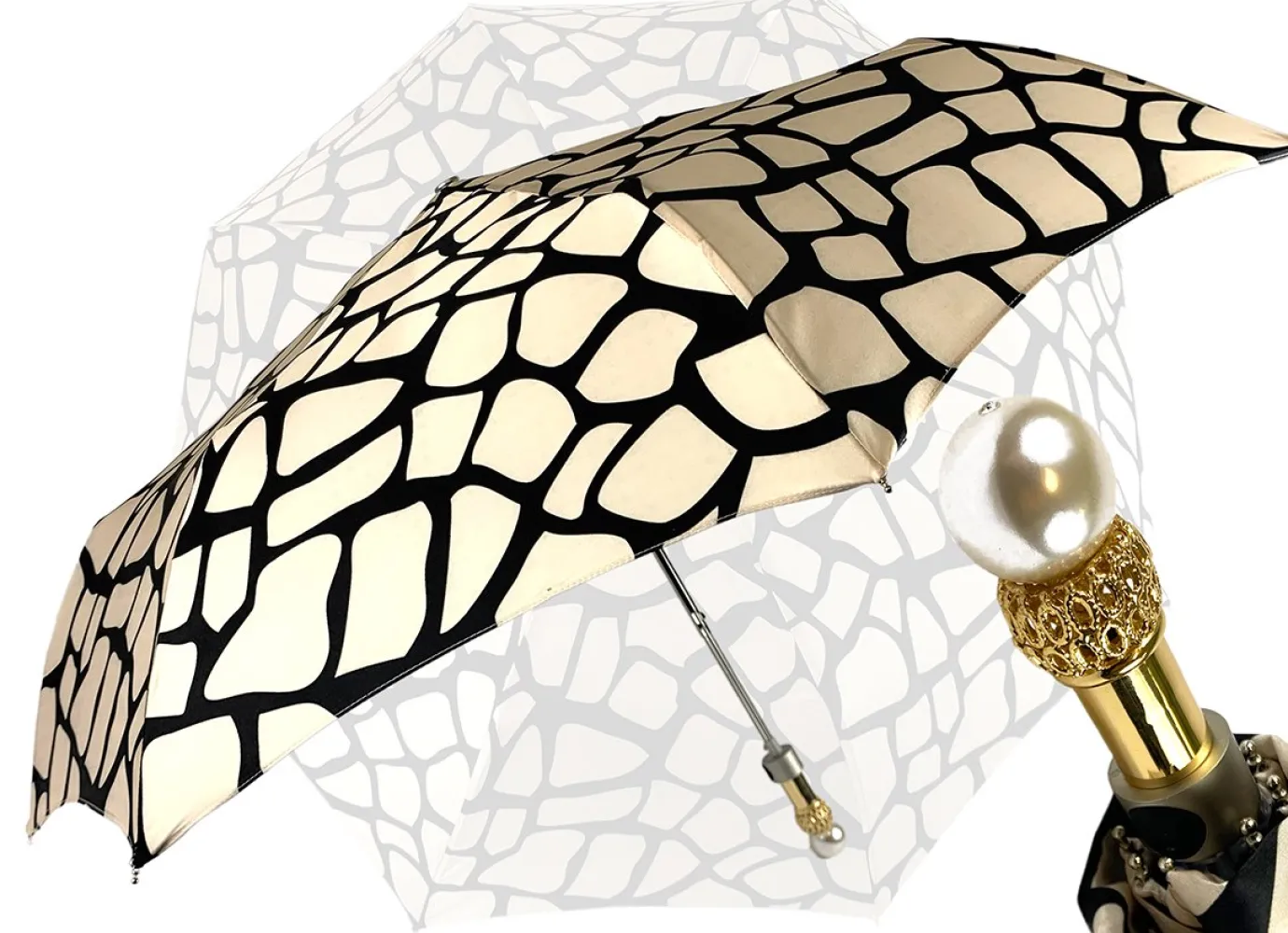 Il Marchesato Black & Cream Folding Umbrella Online