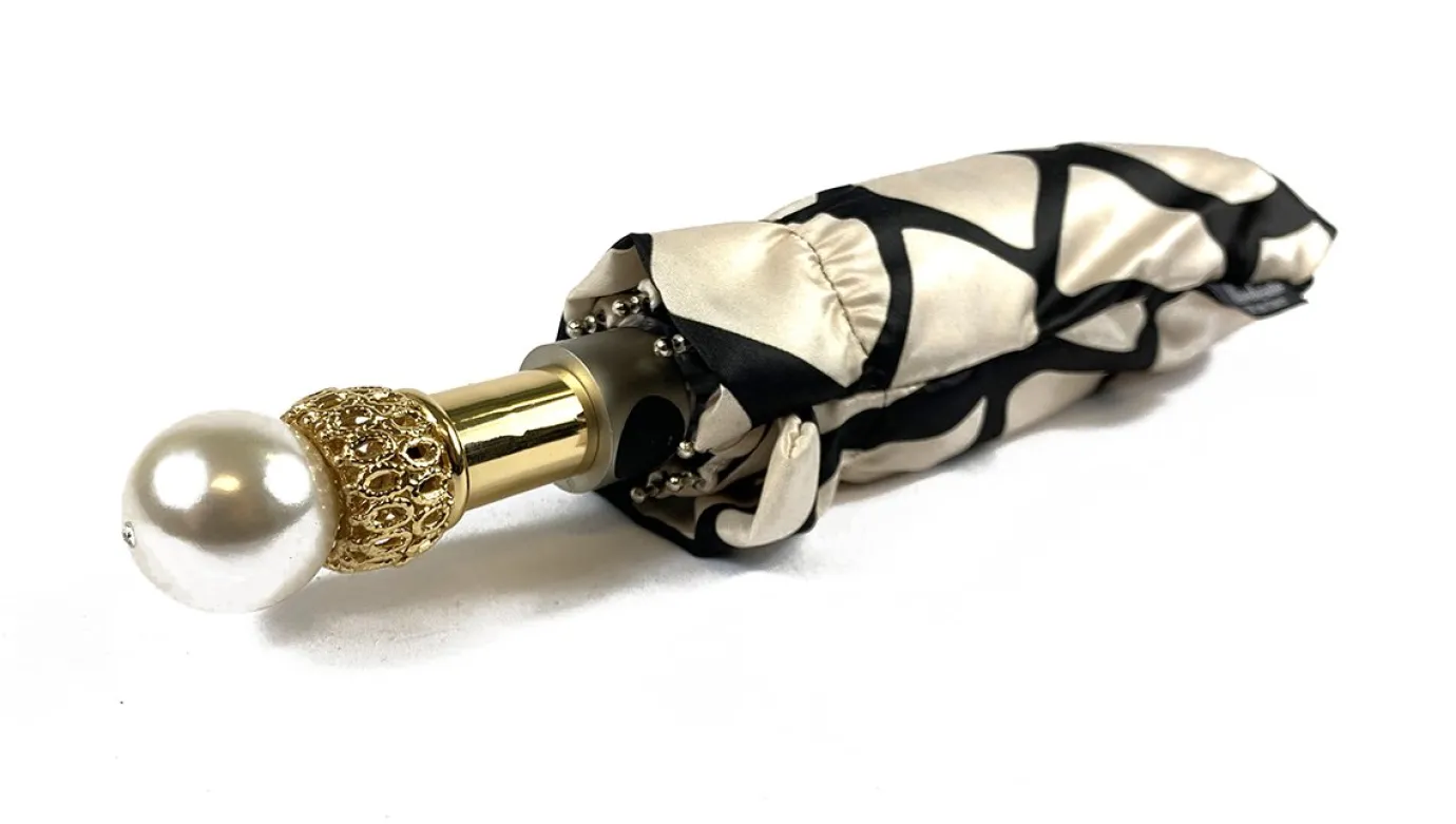 Il Marchesato Black & Cream Folding Umbrella Online
