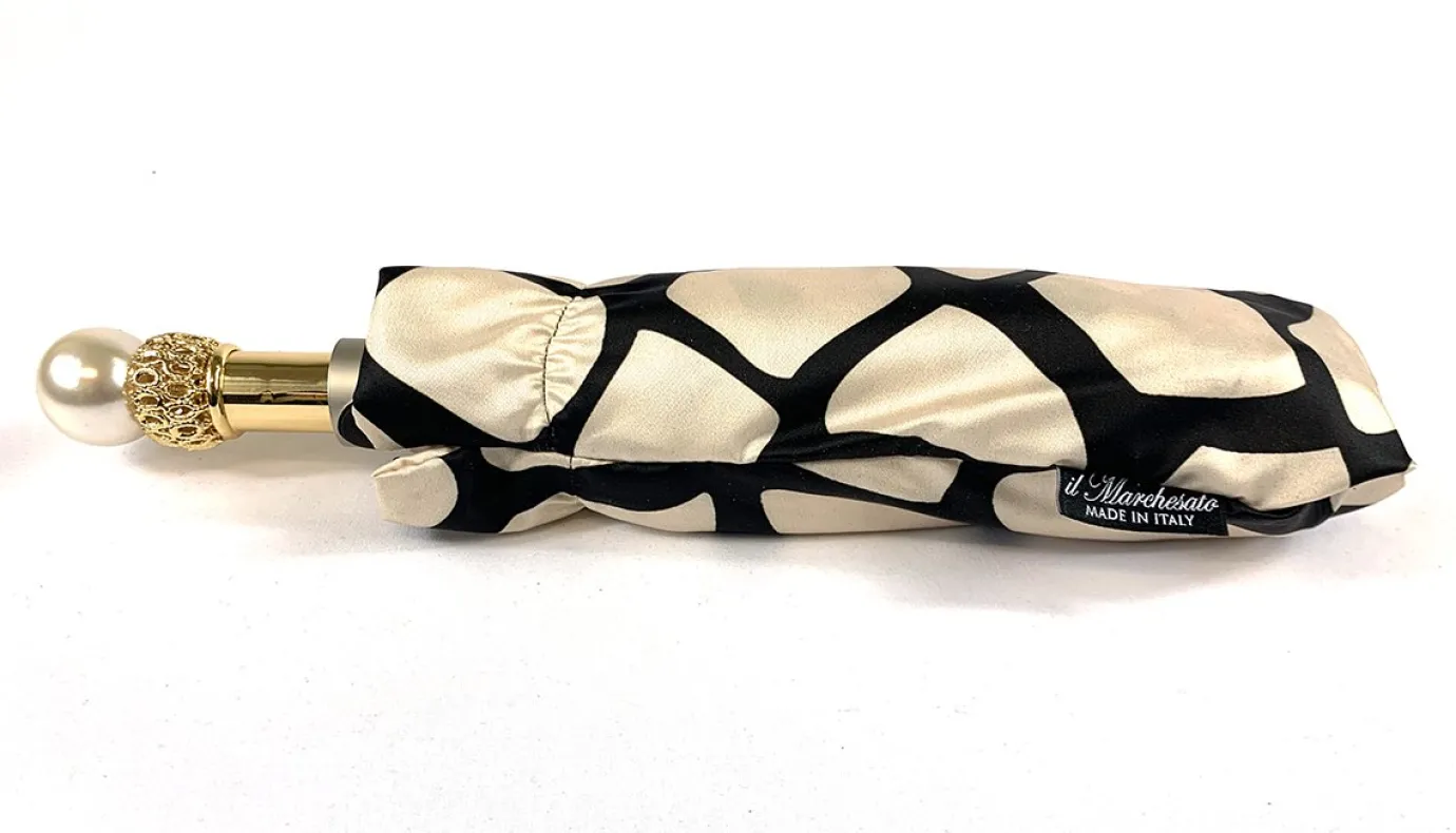 Il Marchesato Black & Cream Folding Umbrella Online