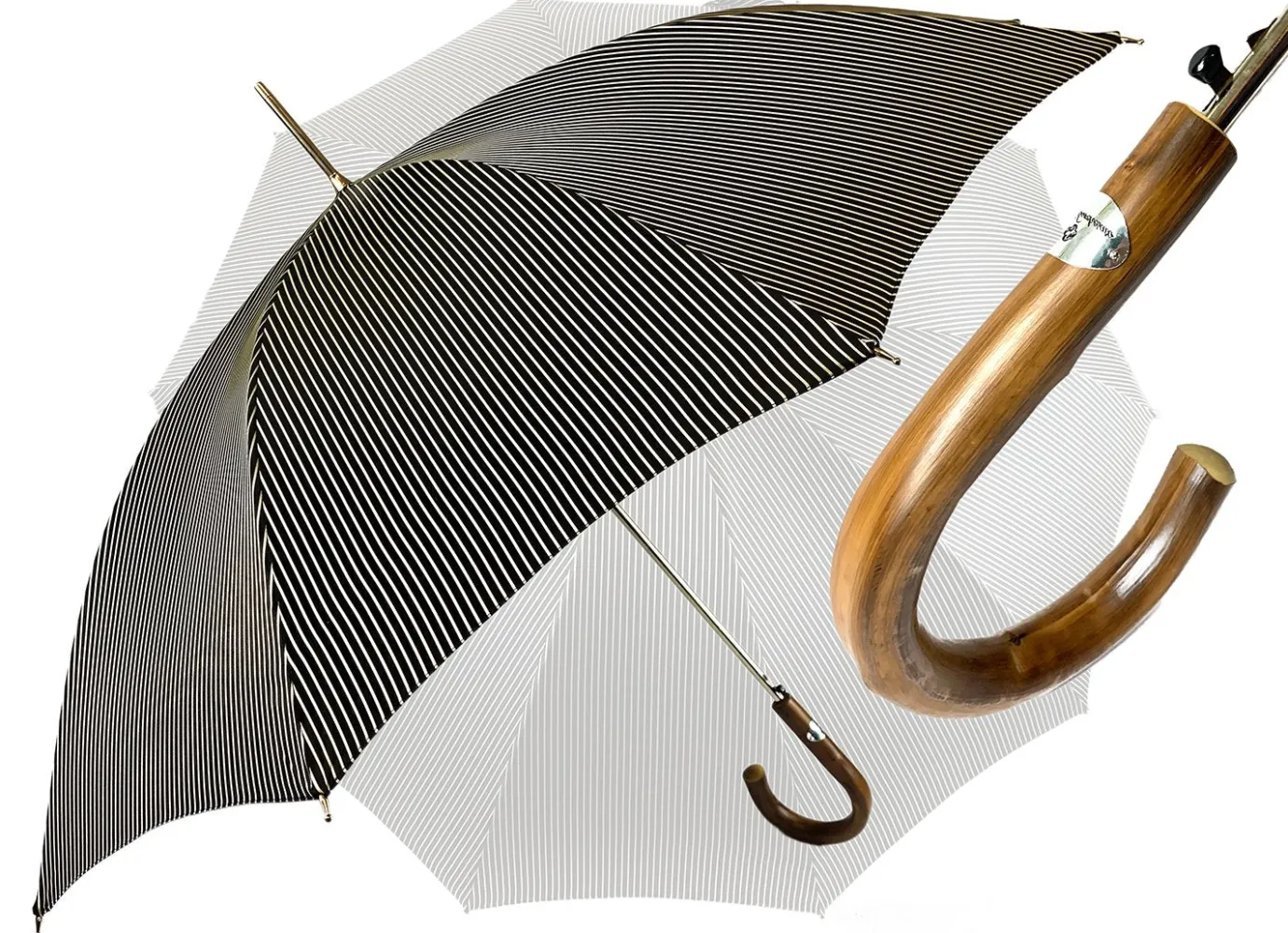 Il Marchesato Black and White striped Classic Umbrella New