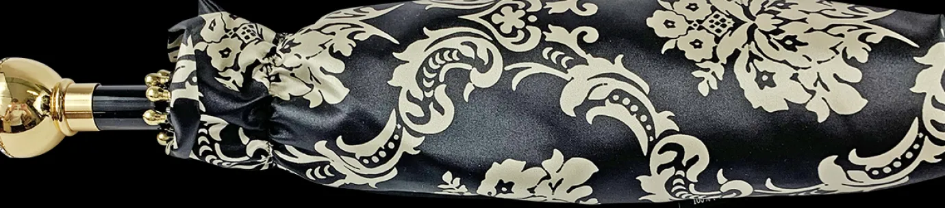 Il Marchesato Black double canopy umbrella with damask design Outlet