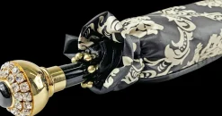 Il Marchesato Black double canopy umbrella with damask design Outlet