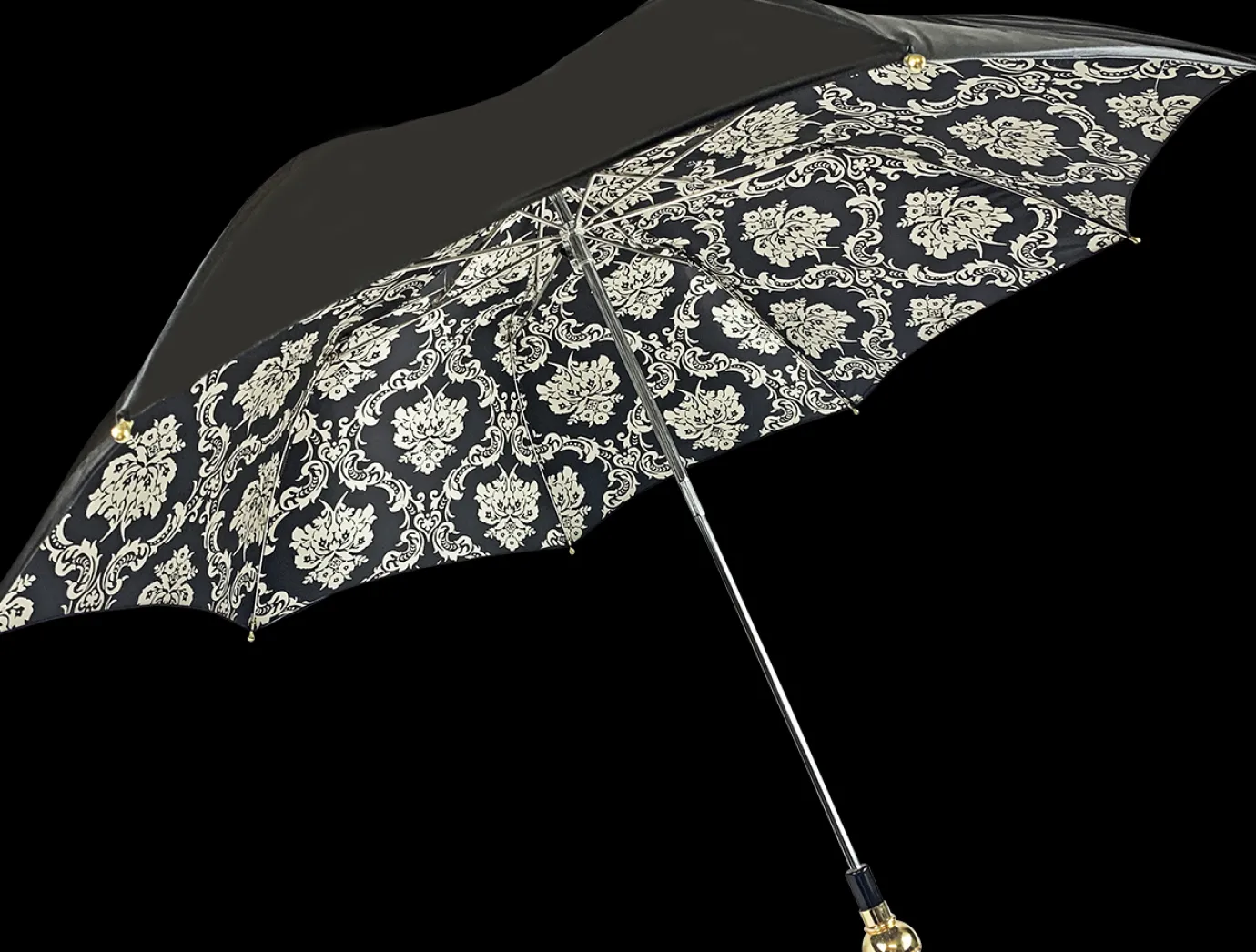 Il Marchesato Black double canopy umbrella with damask design Outlet