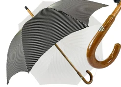 Il Marchesato Black&White umbrella with Malacca Wood hand-curved New