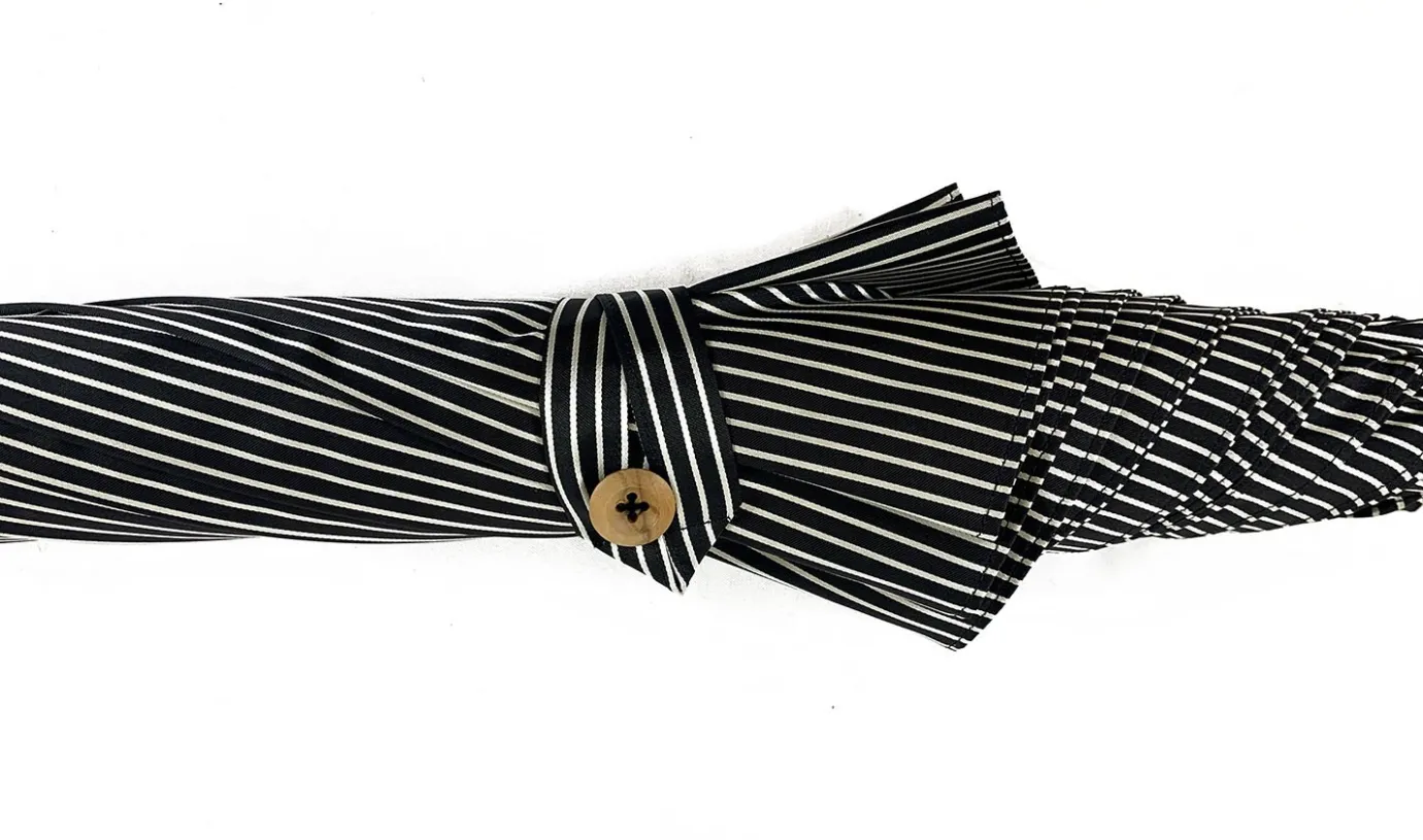 Il Marchesato Black&White umbrella with Malacca Wood hand-curved New
