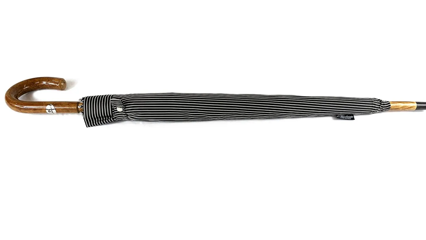 Il Marchesato Black&White umbrella with Malacca Wood hand-curved New