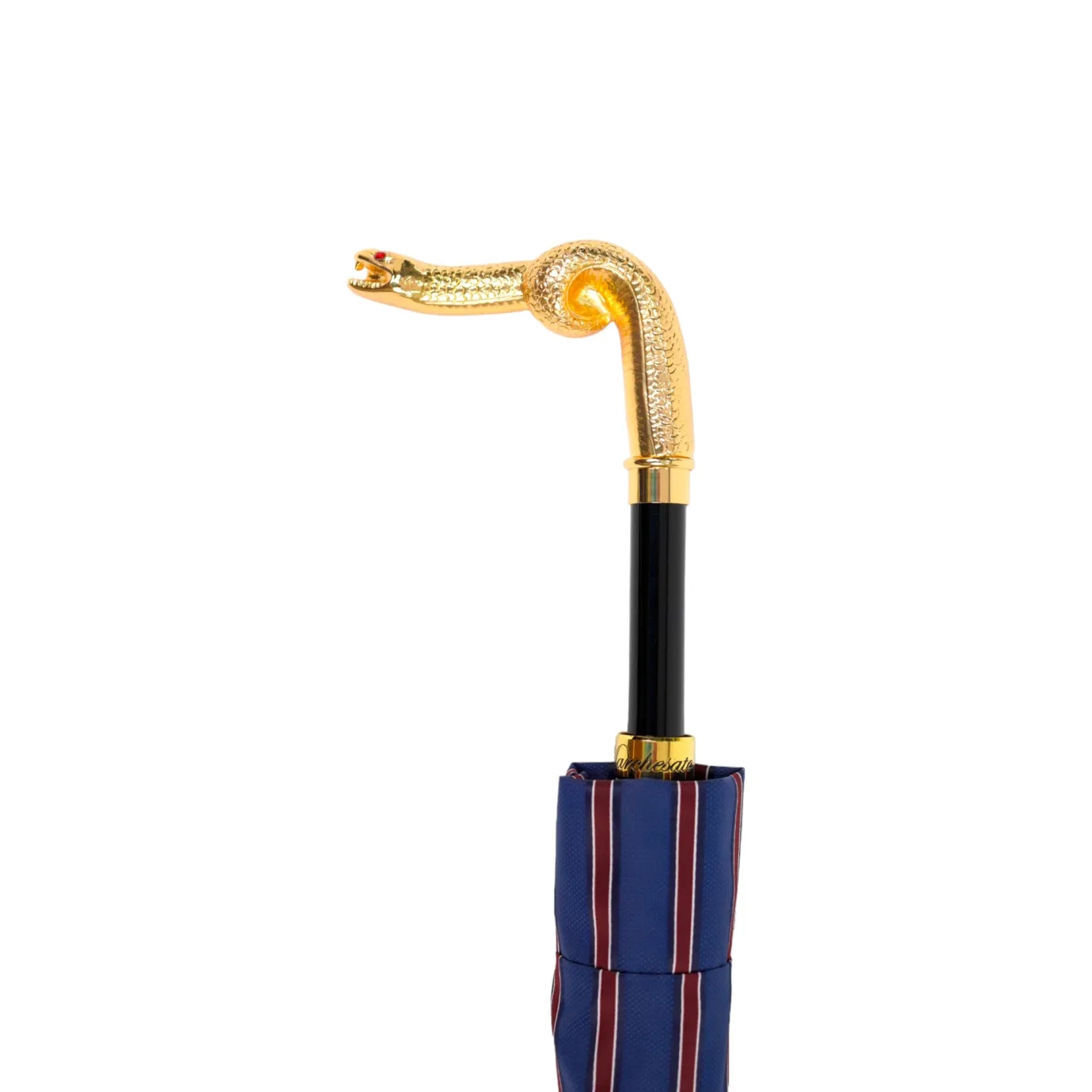 Il Marchesato Blue & Bordeaux Striped Gold Snake Umbrella Outlet