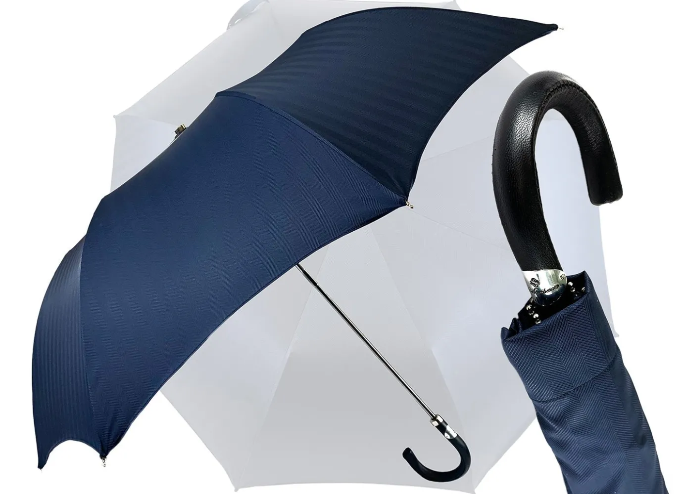 Il Marchesato Blue Navy Jacquard Folding Umbrella Online
