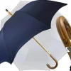 Il Marchesato Blue Navy umbrella with Natural Chestnut Wood hand-curved Best