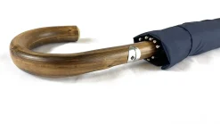 Il Marchesato Blue Navy umbrella with Natural Chestnut Wood hand-curved Best