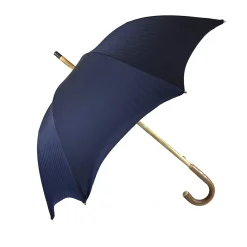 Il Marchesato Blue Navy umbrella with Natural Chestnut Wood hand-curved Best