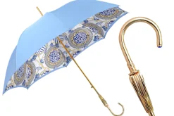 Il Marchesato Blue Royalty: Light Blue Umbrella with Elegant Gold Handle Outlet