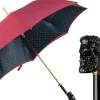 Il Marchesato Bold Burgundy Umbrella with Artisan Skull Handle for a Unique Style Fashion